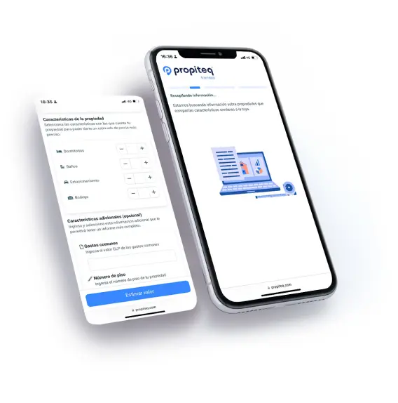 Celular con plataforma de Propiteq realizando tasación online