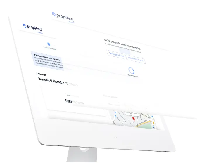 Computador de escritorio generando informes de tasación online por dirección